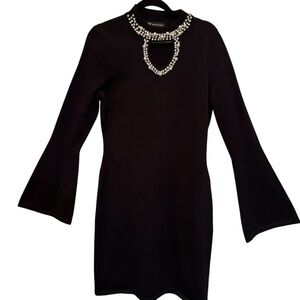 INC International Concepts Black Bell Sleeve Sheath Dress